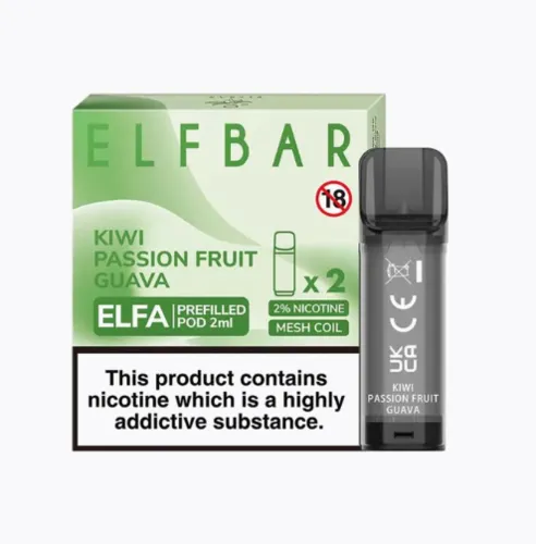 Elf Bar Elfa Pod Prefilled Starter Kit 850mAh Kiwi Passion Fruit Guava Black - Фото 3